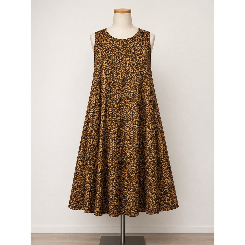 Jessica Howard Dress 22W Brown Black Pebble Animal Print‎ A-Line Sleeveless Midi